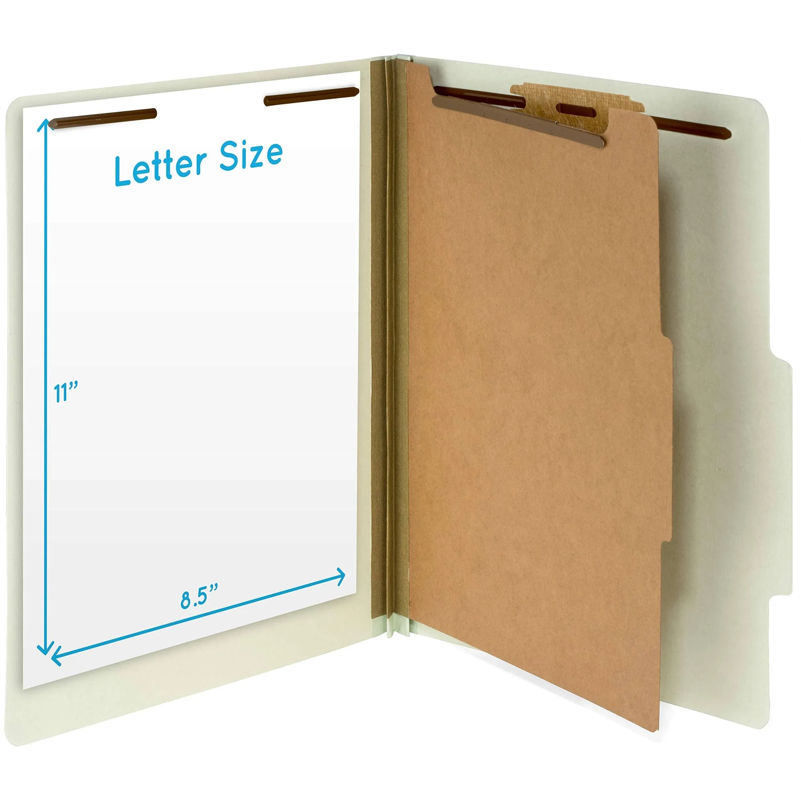 10 Letter Size Gray Green Classification Folders - 1 Divider 2 Inch Tyvek Expansions - Durable 2 Prongs Designed to Organize Standard Medical Files, Office Reports - Letter Size, Green, 10 Pack