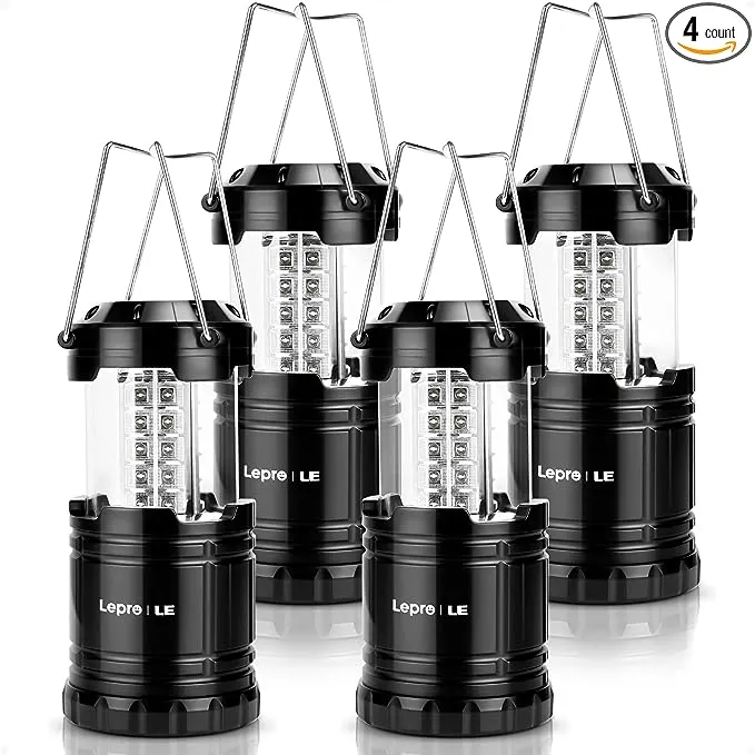 Lepro LED Lanterns Battery Powered, Camping Essentials, Collapsible, Ipx4 Water Resistant, Outdoor Portable Lights for E