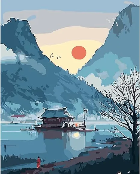 FILASLFT Landscape, Japanese Paint by Numbers for Adults Beginner, Lake, Home Wall Decor16x20 Inch