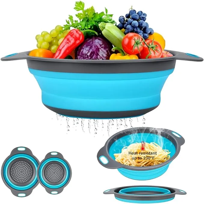 Zoopod Collapsible Colander Basket 2 of Set,Vegetables Fruit Washing Basket Drain ...