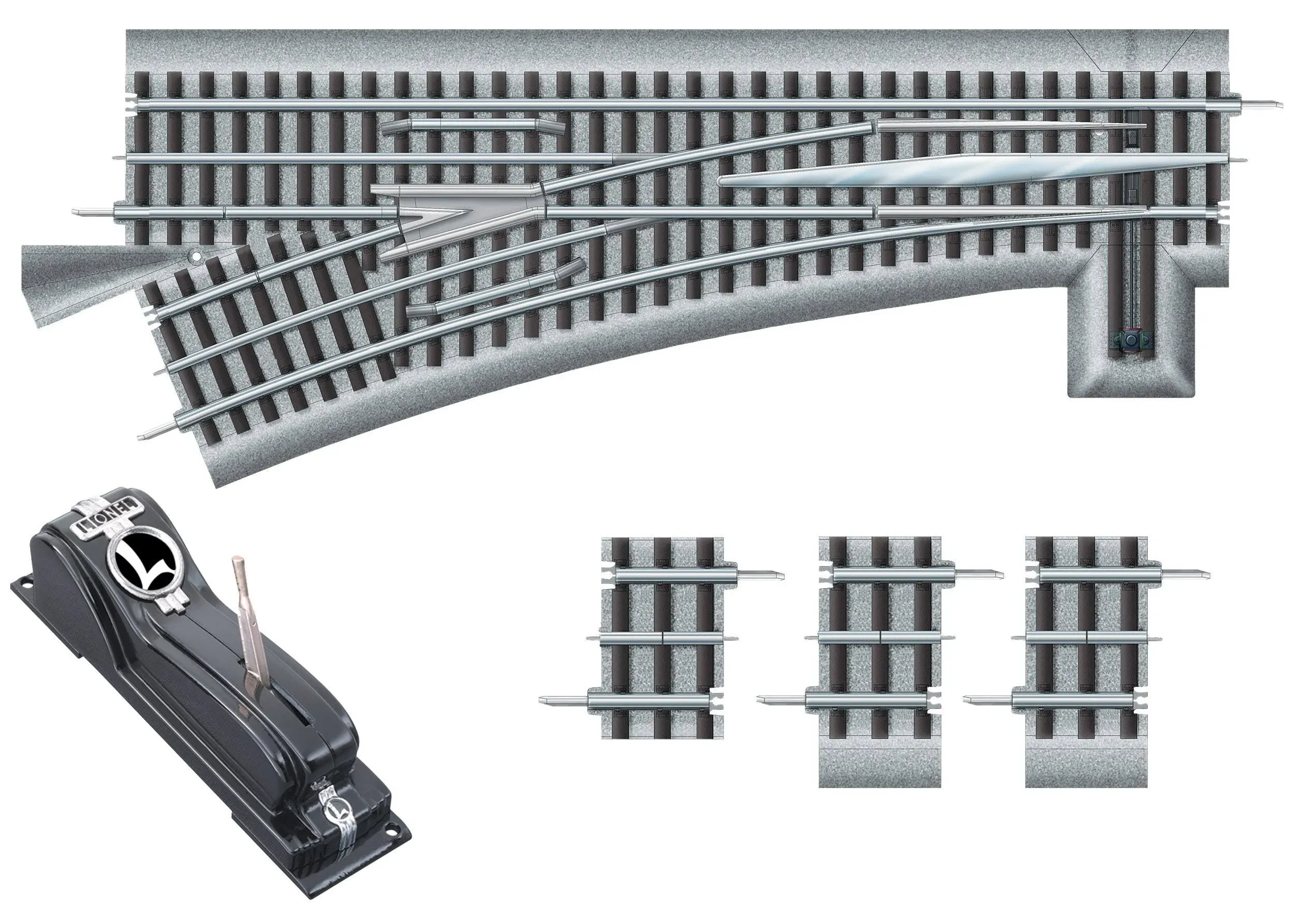 Lionel FasTrack O60 Remote Command Switch Right Hand