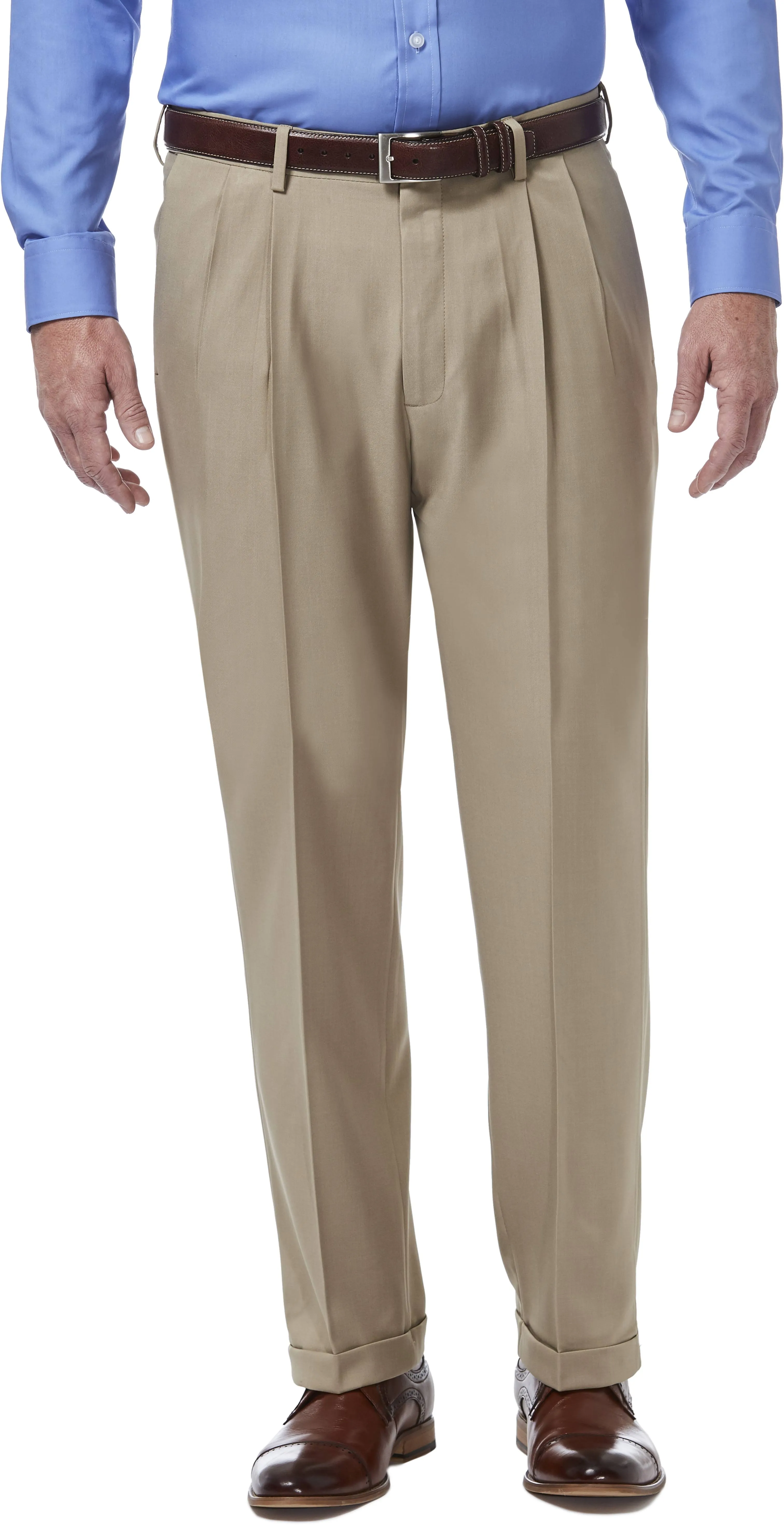 Haggar Men's Premium Comfort Stretch Classic-Fit Solid Pleated Dress Pants 34x31