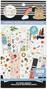 The Happy Planner Sticker Pack for Calendars, Journals and Projects –Multi-Color, Easy Peel – Scrapbook Accessories – Cheerful Seasons Theme – 30 Sheets, 608 Stickers Total