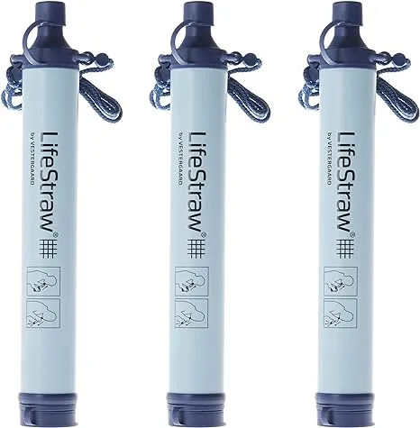 LifeStraw Personal Water Filter for Hiking, Camping, Travel, and Emergency Preparedness, 3 Pack, BlueLifeStraw Personal Water Filter for Hiking, Camping, T…