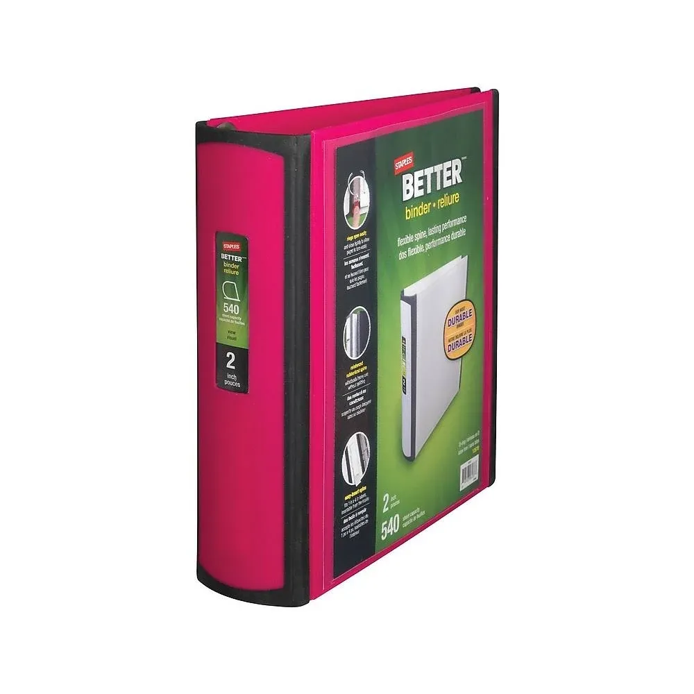 Staples Better Binder, 2-Inch, Pink