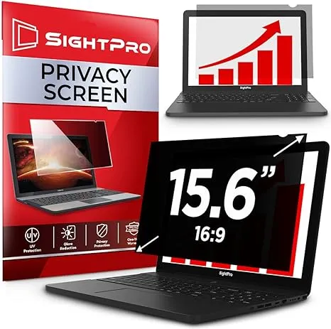 SightPro 15.6 inch Laptop Privacy Screen Filter for 16:9 Widescreen Display - Computer Monitor Privacy and Anti-Glare Protector