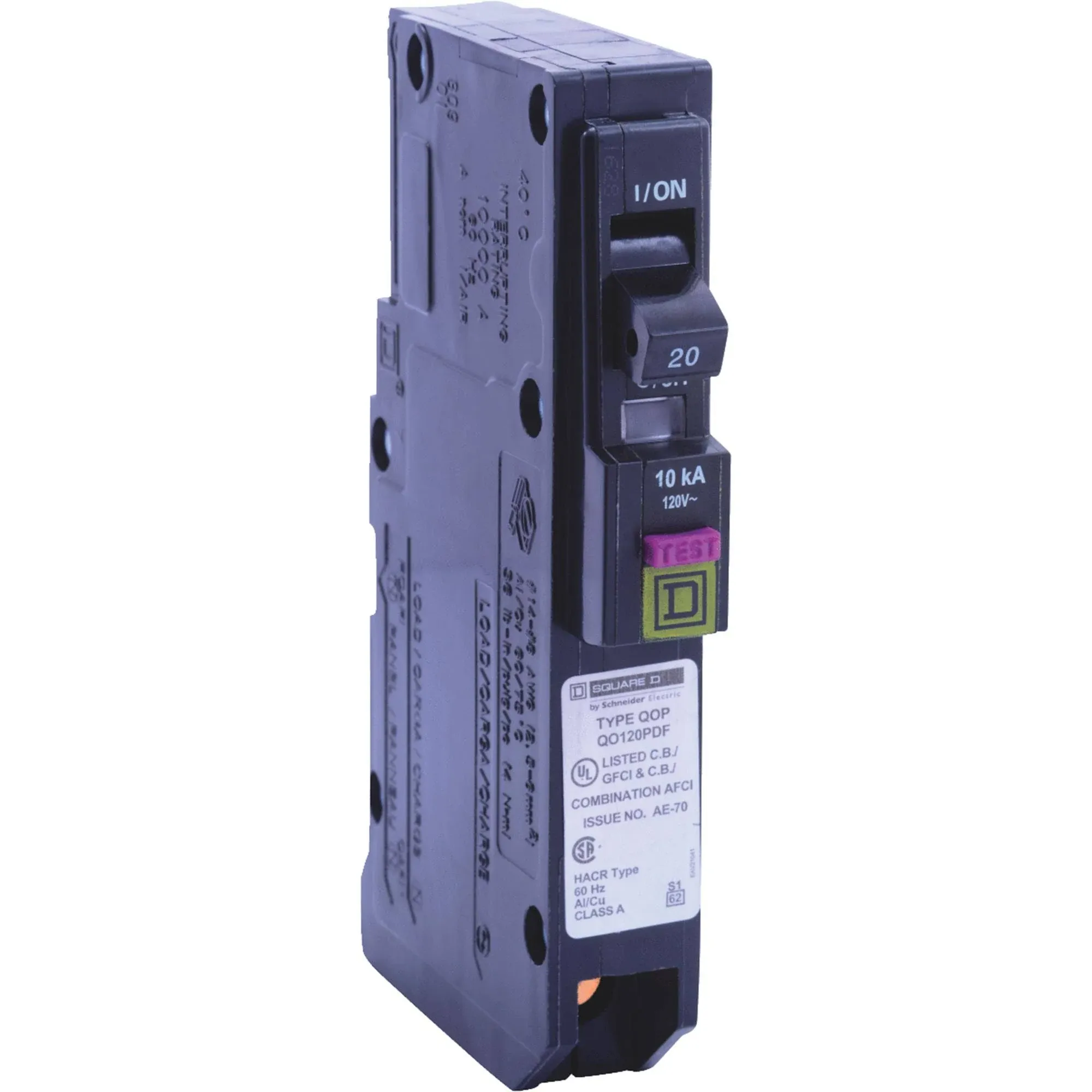 Square D QO 20-amp 1-Pole Dual Function Afci/Gfci Plug-on Neutral Circuit Breaker