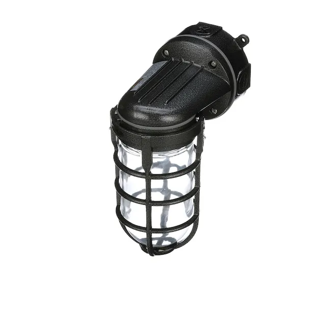 Woods L1707SVBLK Wall Mount Light in Hammered Black Finish Sturdy Die Cast Aluminum Cage; 100 Watt Incandescent; Industrial Design; Suitable for Indoor and Outdoor Use