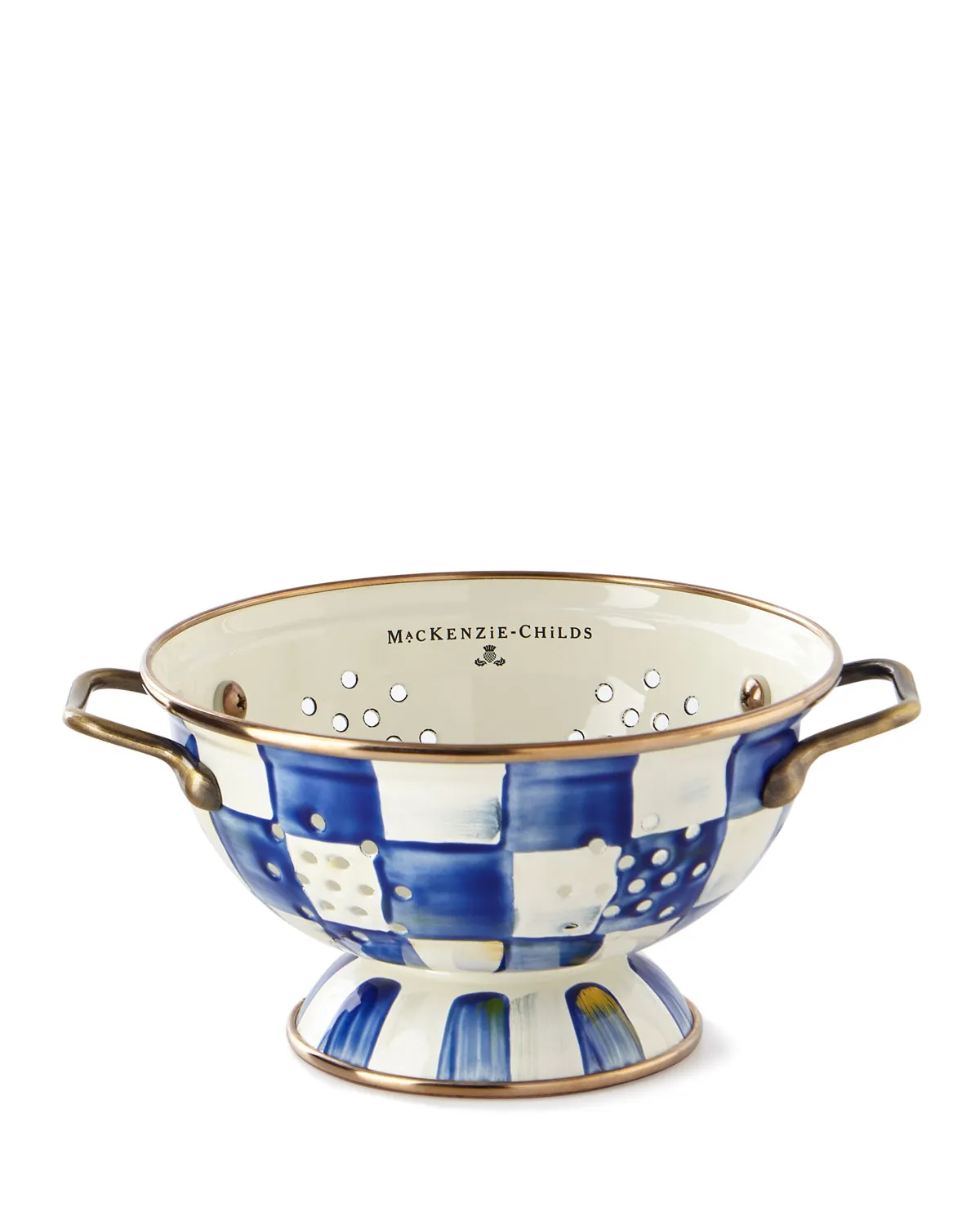 Royal Check Enamel Colander In Small