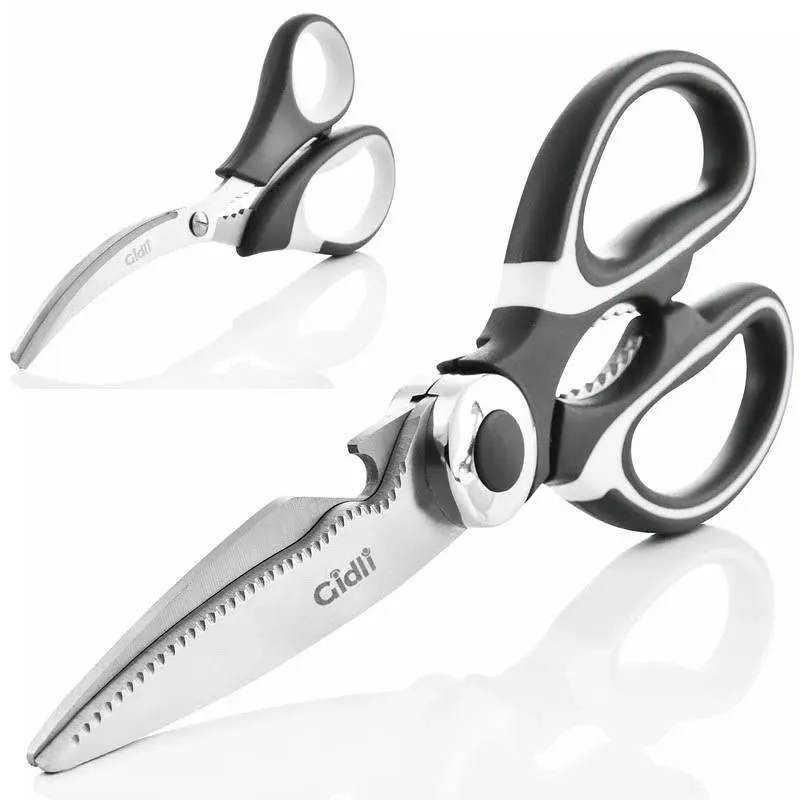 Kitchen Shears by Gidli - Lifetime Replacement Warranty- Includes Seafood Scissors As A Bonus - Heavy Duty Stainless Steel Multipurpose Ultra Sharp