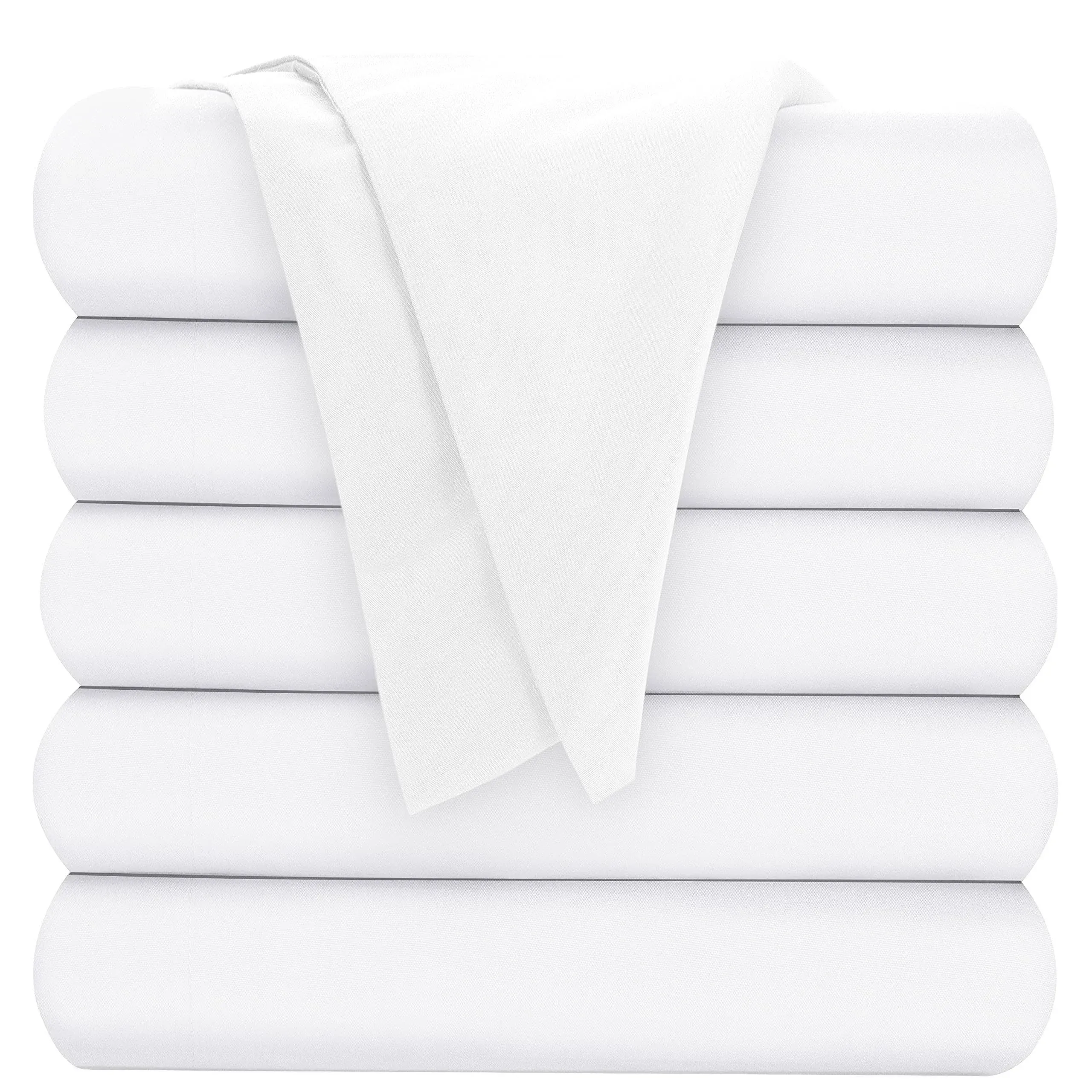 Oakias King Flat Sheets White – Pack of 6 Top Sheets for Bed – Soft 