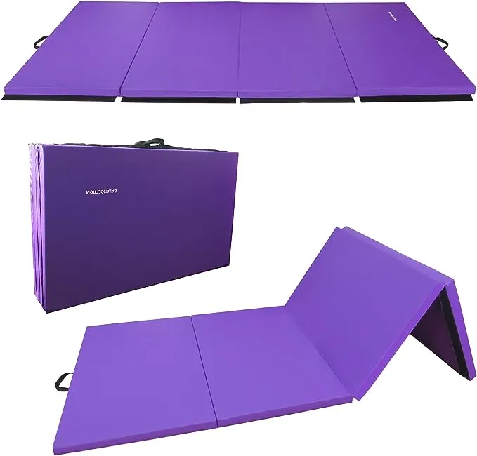 BalanceFrom All Purpose 4'x10'x2" Extra Thick High Density Anti Tear Gymnastics Gym Folding Exercise Aerobics Mats