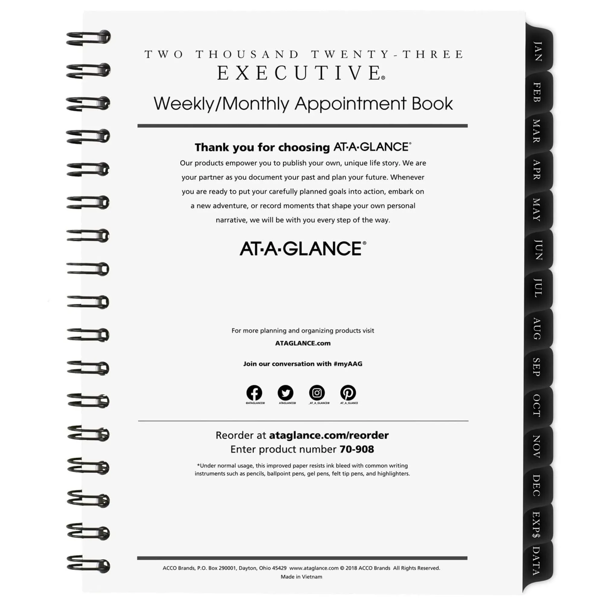 2025 AT-A-GLANCE Executive Weekly/Monthly Appointment Book Refill for 70-545, 6-1/2" x 8-3/4", January To December