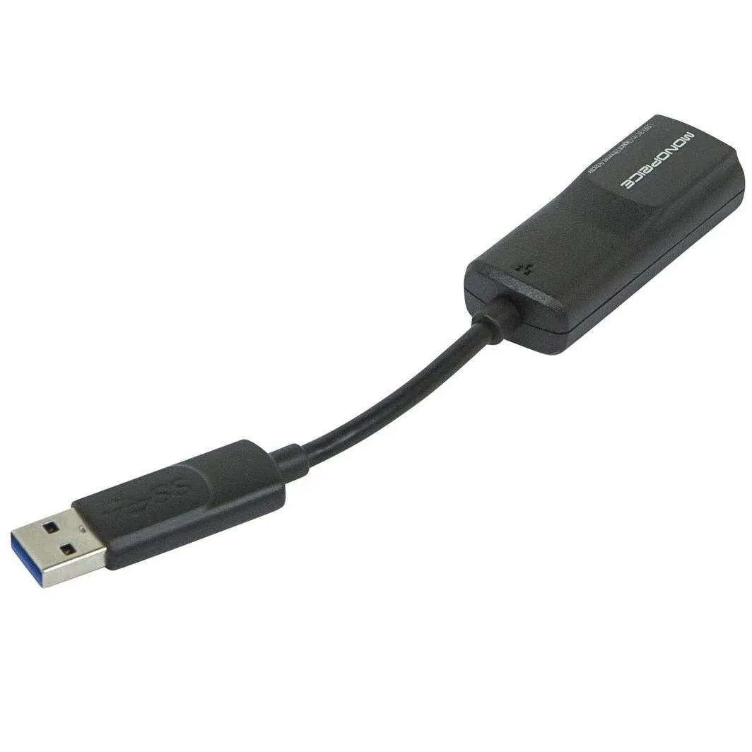 Monoprice USB 3.0 to Gigabit Ethernet Adapter, Supports 10/100/1000 Mbps Connections, Plug-N-Play, Compatible with Windows, MacOS, Linux, and Android Systems