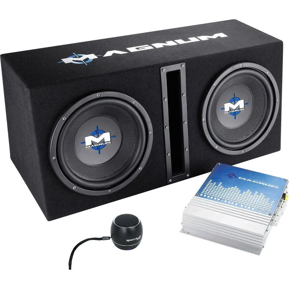 MTX Magnum MB210SP 800w Dual 10” Subwoofers+Ven<wbr/>ted Sub Box+Amp+Blueto<wbr/>oth Speaker