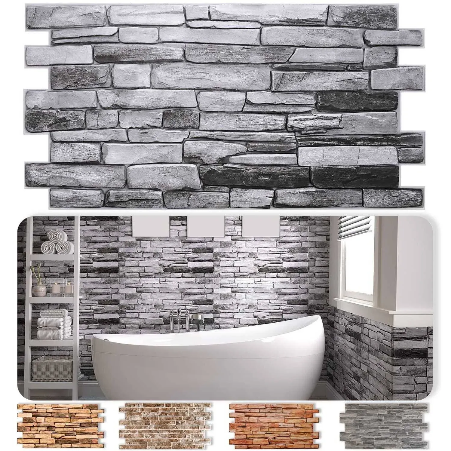 Smart Profile – 3D Wall Panels for Interior Wall Decor in Silver Slate Style, 20 Pack, PVC, (Cover 106 Sq ft)