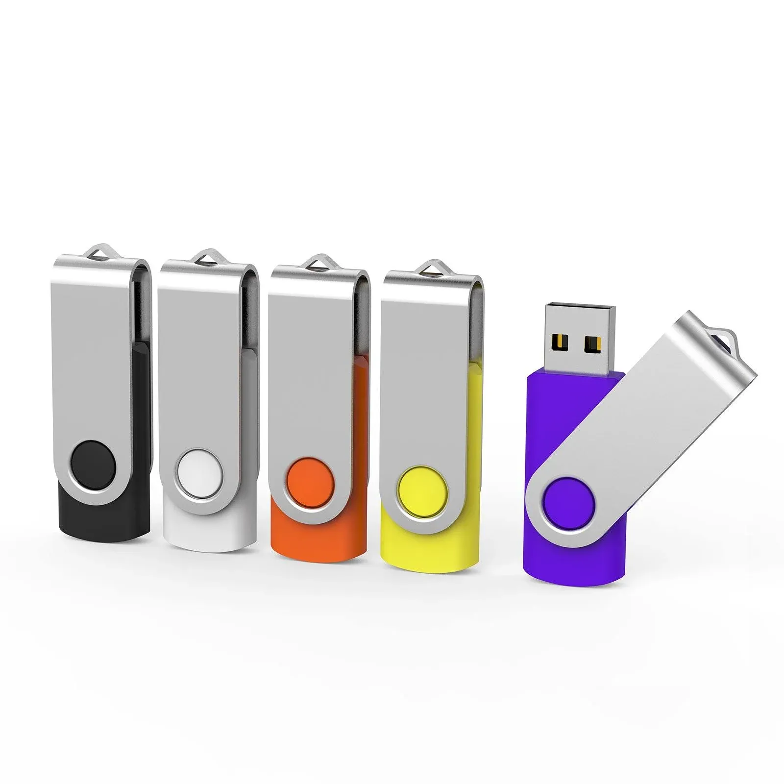 Aiibe 5pcs USB Flash Drive 4GB Pen Drive Thumb Drives USB Drive (5 Colors: Black Red Yellow White Purple)