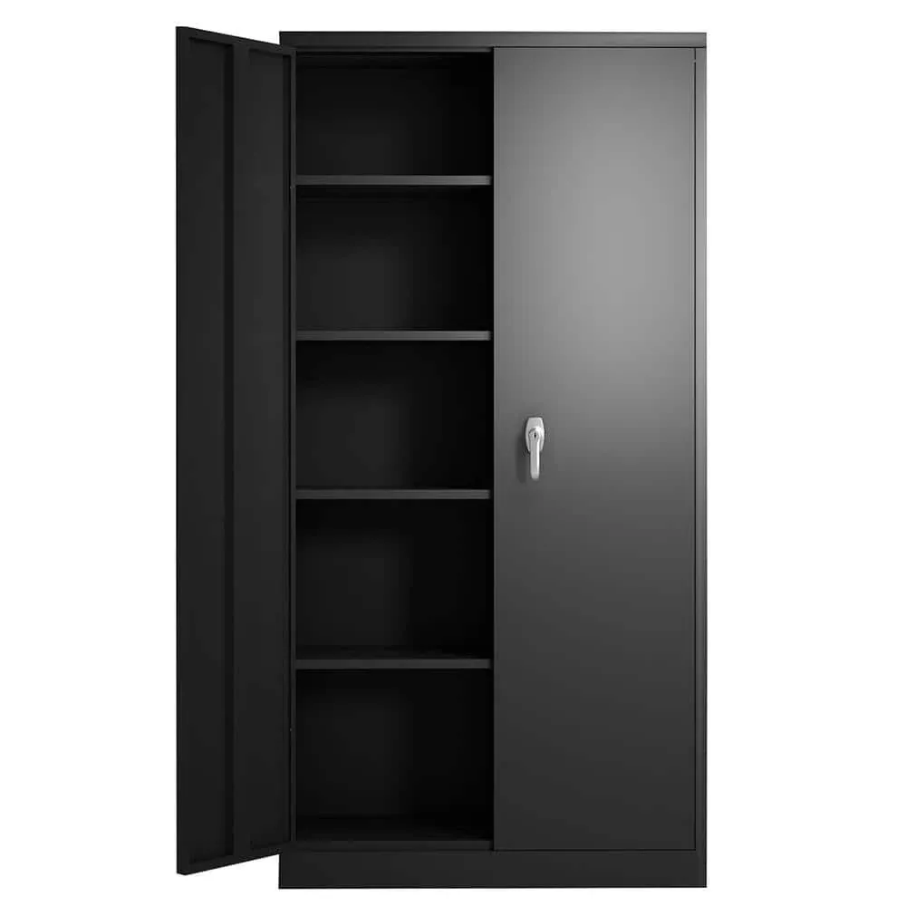 Metal Storage Locking Cabinet, 72" Tall Metal Cabinet with 2 Doors and 4 Adjustable Shelves, Locking Steel Cabinet for Home, School, Gym, Garage Storage