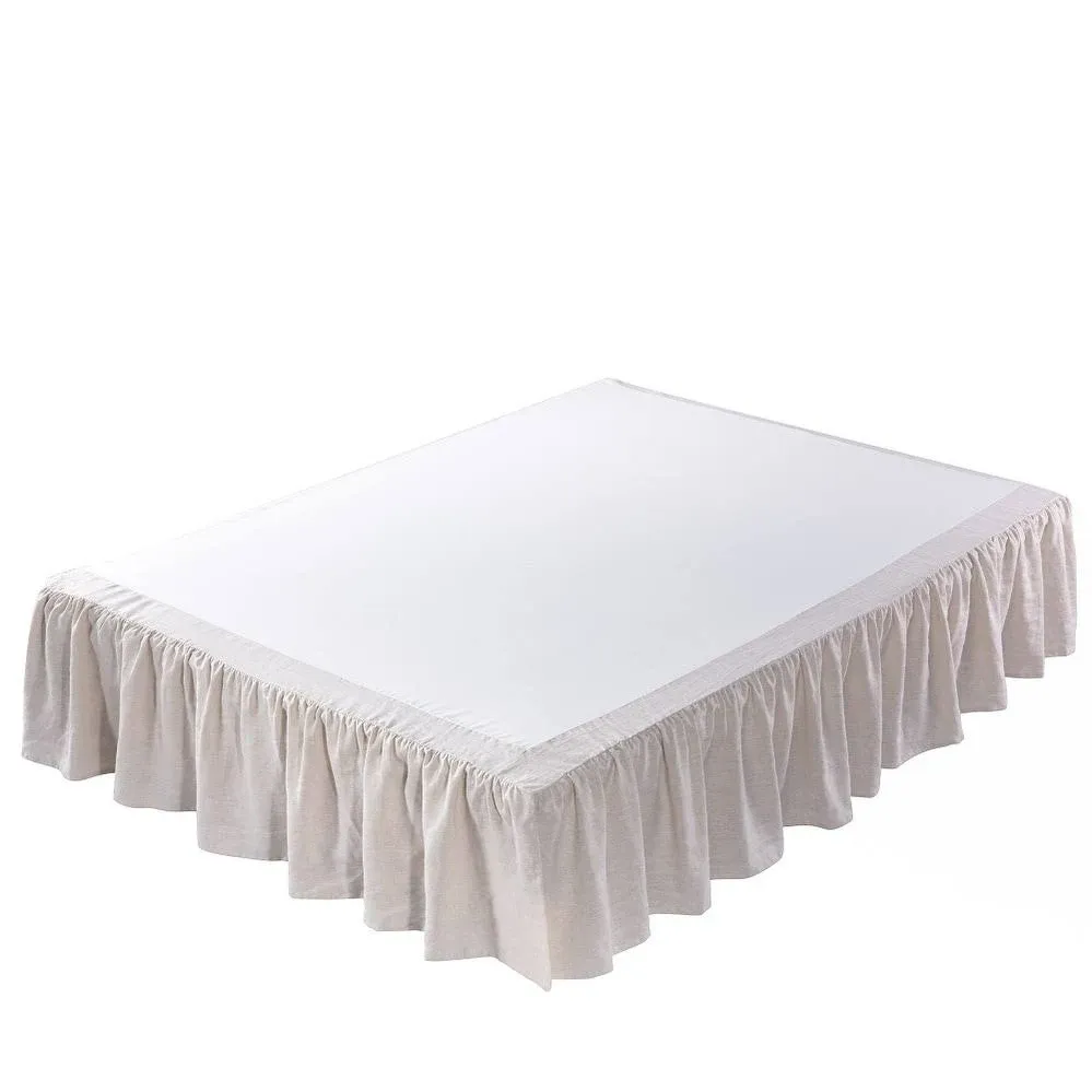 Linen Bed Skirt, Dust Ruffle, 16" Drop Full / Natural