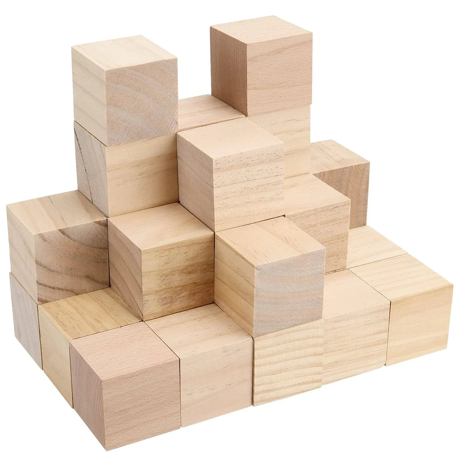 30 PCS 2 Inch Wood Blocks, 5x5x5cm Premium Natural Solid Blank Wooden Cubes Set, Square Unfinished Craft Wood Blocks Bulk for Crafting DIY Projects