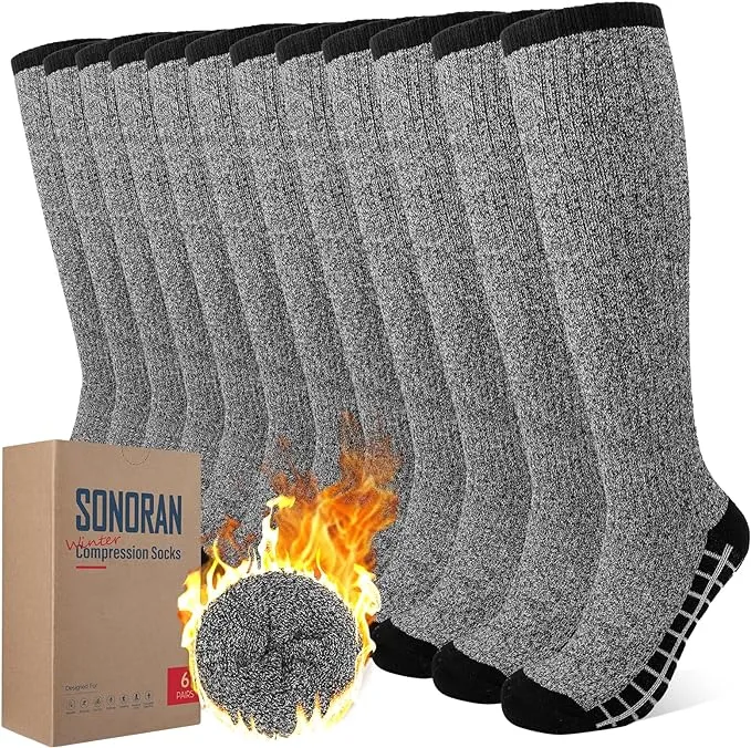 SONORAN 6 Packs Heavyweight Cushion Compression Socks for Women &amp; Men Graduat...