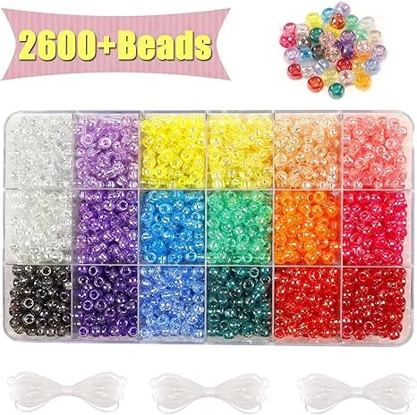 1720+pcs Pony Beads Kit 1830pcs 6 Style Letter Alphabet Beads Rainbow Plastic Pony Beads Bulk Multicolor Kandi Beads Elastic String DIY Crafts Jewelry Making Kit for Bracelets Necklaces