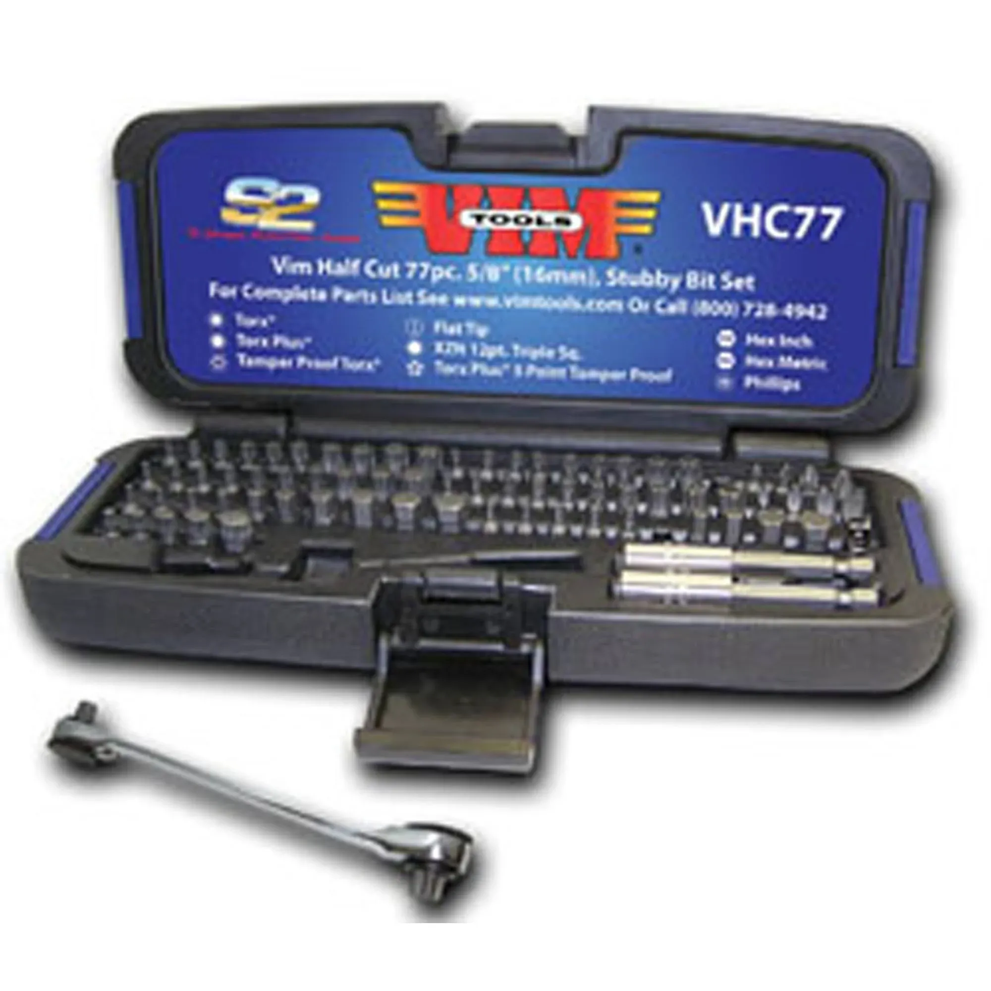 VIM Tools VHC77 '77-Piece' Half Cut Stubby Bit Set