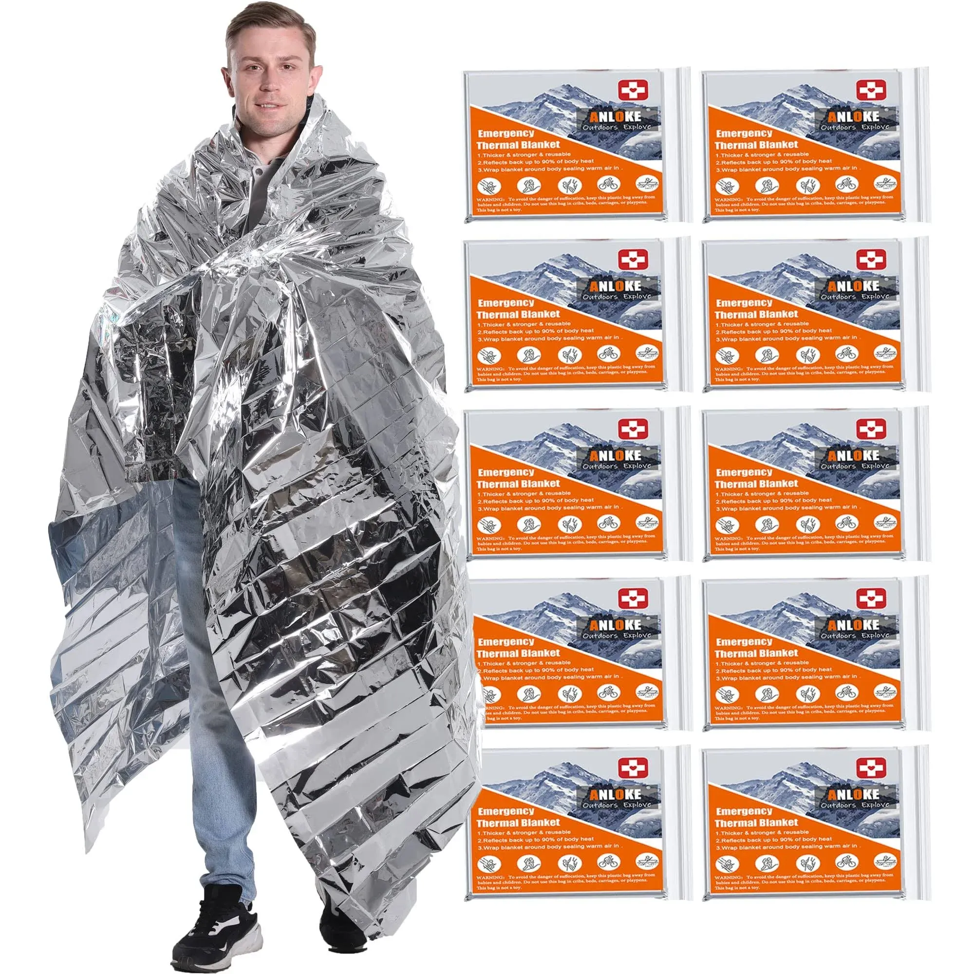 Emergency Mylar Thermal Survival Blankets Heavy Duty Camping Gear First Aid 10X