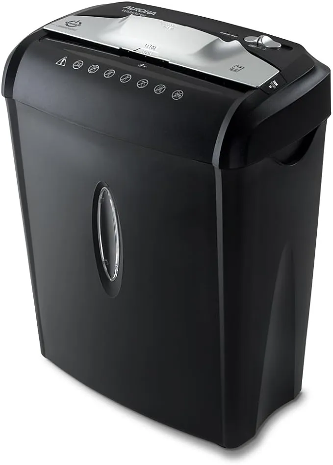 Aurora AU740XA 7-Sheet Crosscut Paper/Credit Card Shredder with Basket, Black