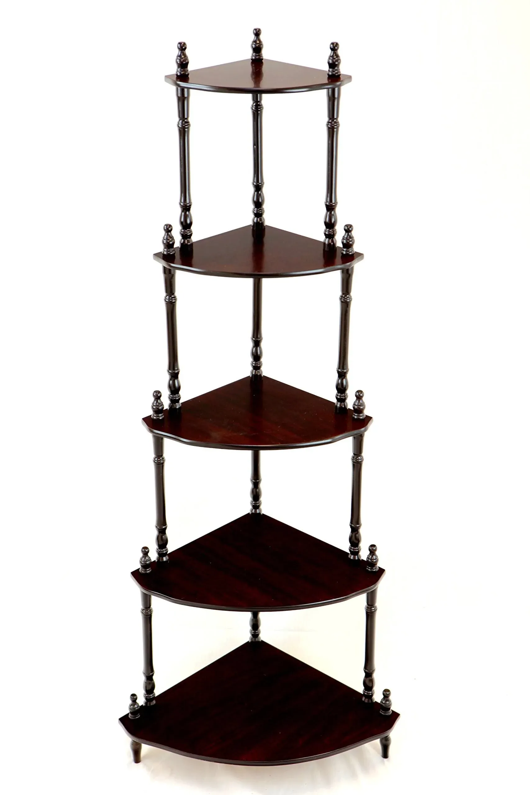 Frenchi Home Furnishing 5-Tier Corner Stand, Dark Cherry