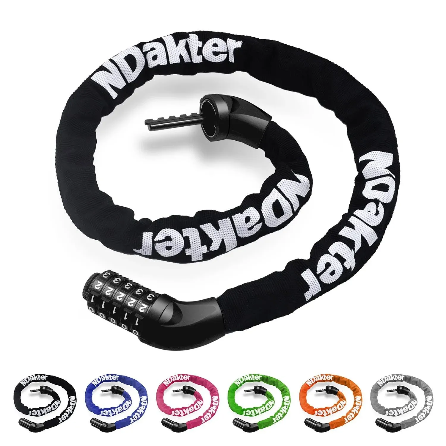 NDakter Bike Chain Lock, 5-Digit Combination Anti-Theft Bicycle Lock, 3.2 Feet Long Security Resettable Bike Locks Heavy Duty for Bike, Bicycle, Scoo