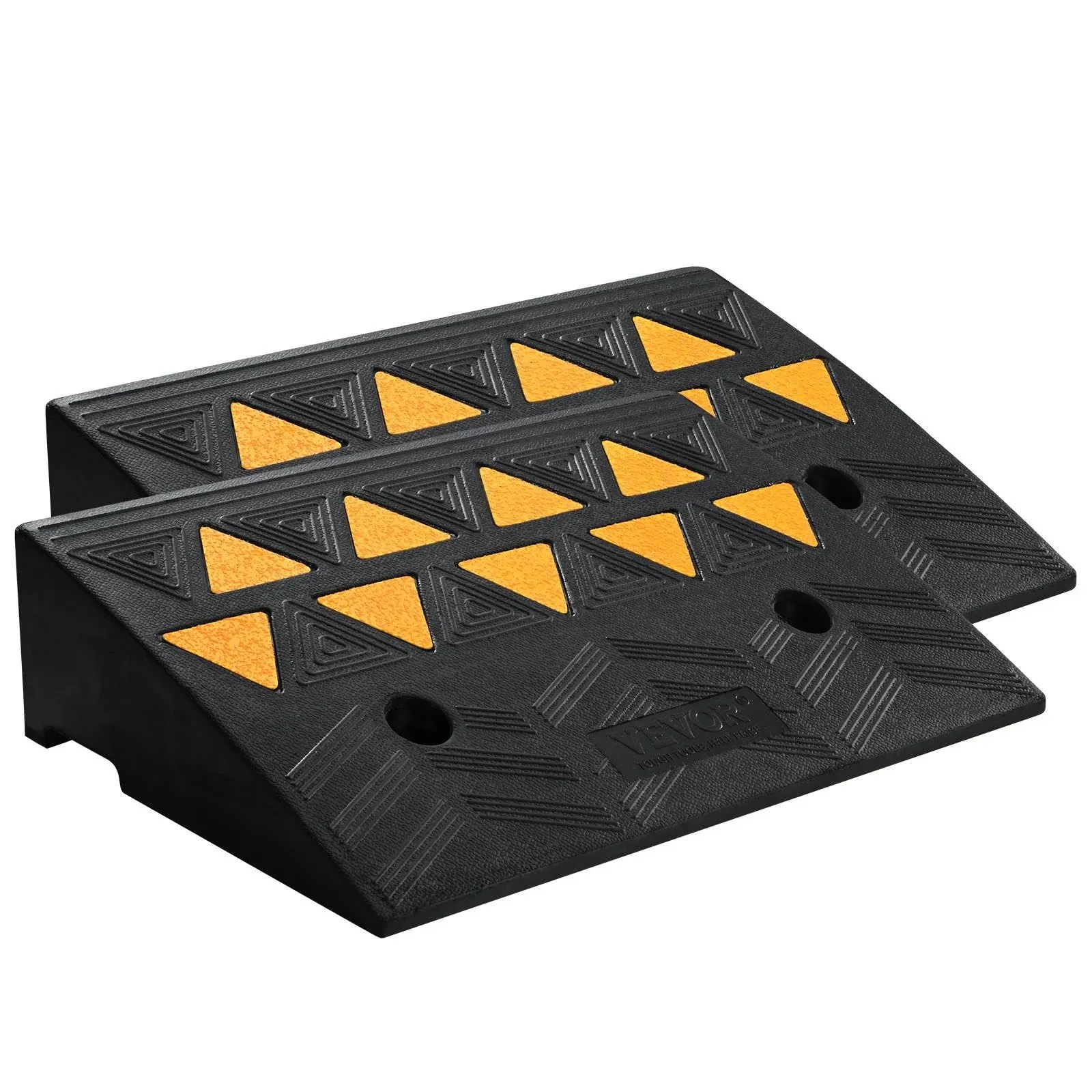 VEVOR Rubber Curb Ramp 2 Pack, 6" Rise Height Heavy-Duty 6800 lbs/3 T Capacity Threshold Ramps, Driveway Ramps with Stable Grid Structure for Cars, Wheelchairs, Bikes, Motorcycles