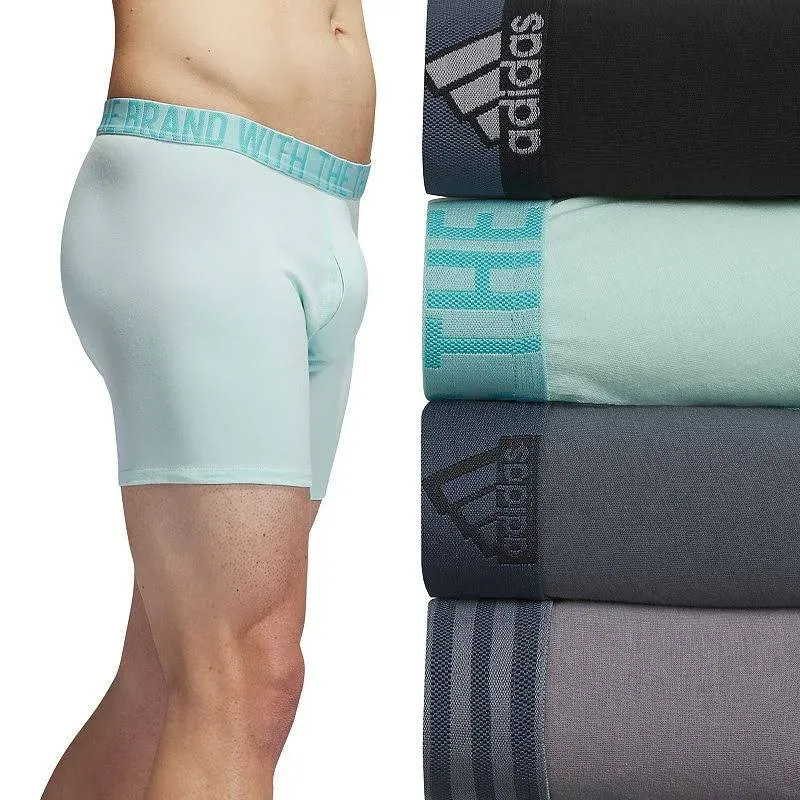 Adidas Men's Stretch Cotton Boxer Brief Underwear (4-Pack)