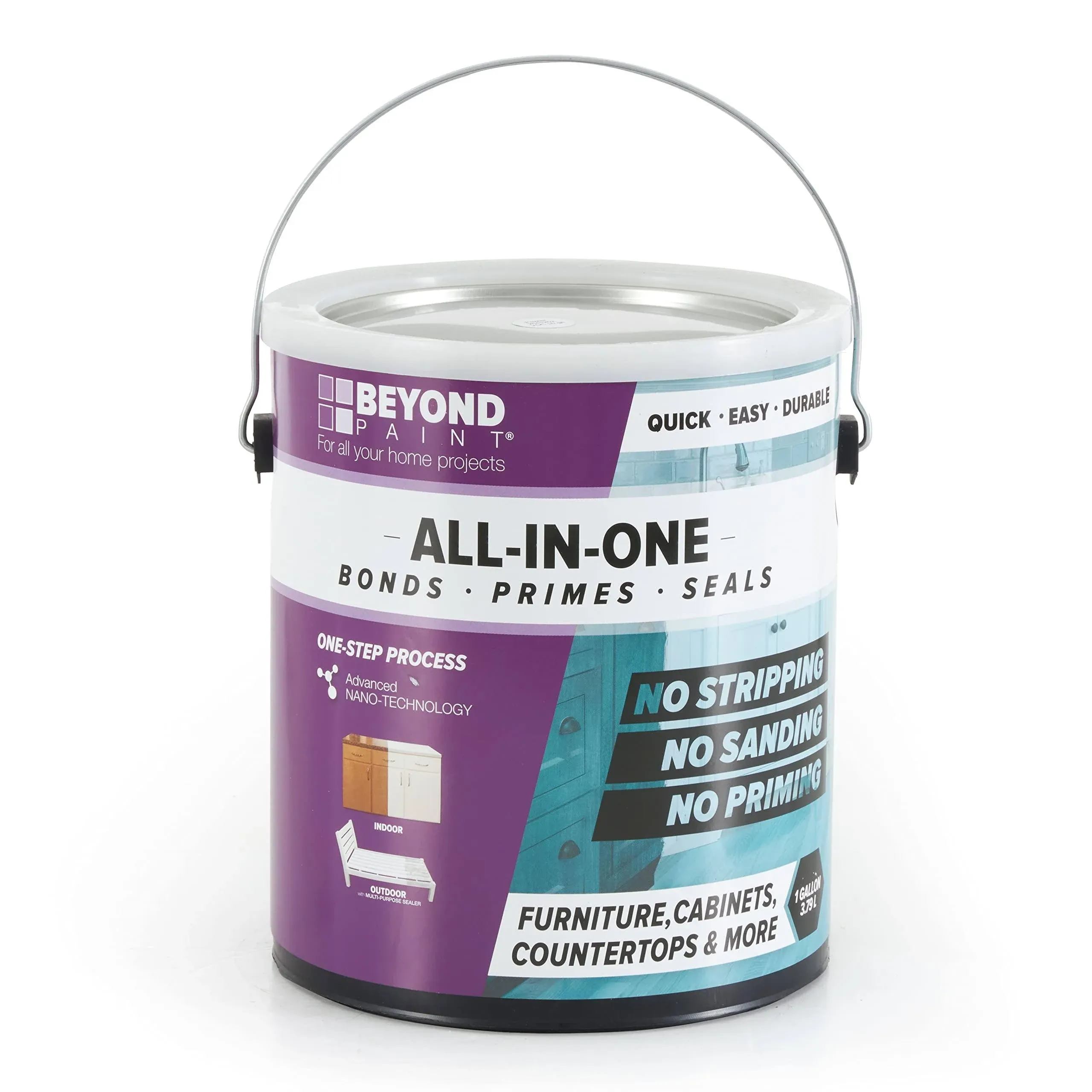 Beyond Paint All-in-One Refinishing Paint, No Sanding, Matte Finish for Cabinets, Countertops, Furniture and Doors, 1 Gallon, Pebble