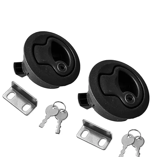 2PCS Marine Hatch Latch Lock Flush Pull Hatch Round Slam Latch for RV Boat Deck Hatch 1/4" Door Cabinet Door Locking Style Black