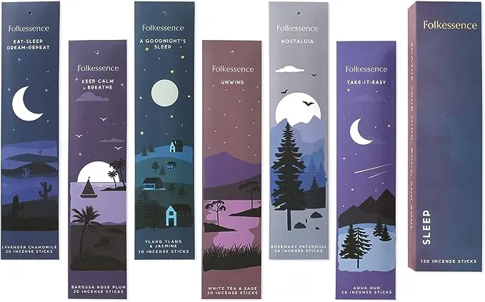 Folkulture Incense Sticks - Set of 6 Variety Pack (120 Sticks) - Balsam Cedarwood, Organic Incense Sticks Non Toxic, Inscents-Sticks, Insence-Sticks or Insenses