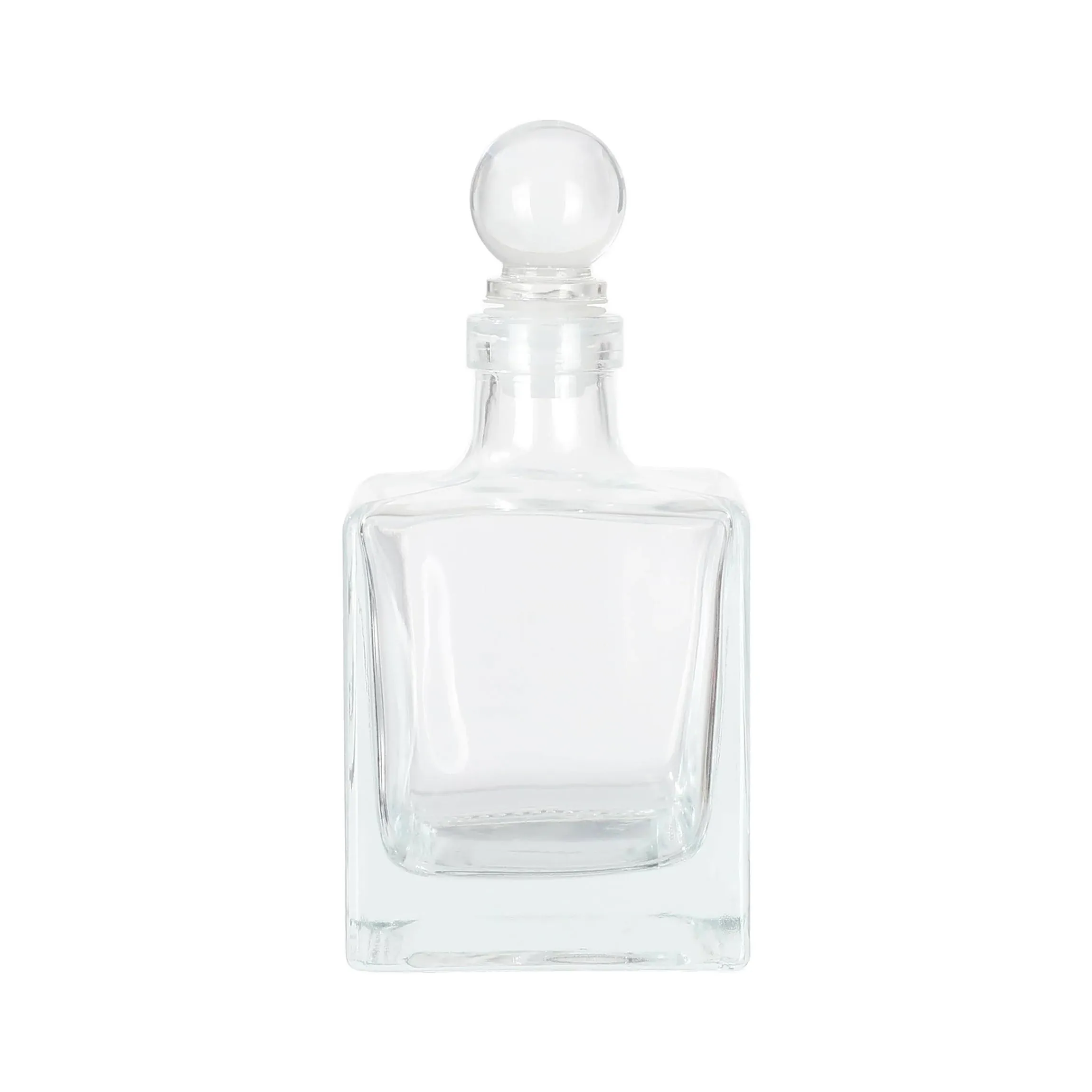 Magic Season Decorative Glass Bottle - 7 fl oz Square Bottle (1 Set w/Glass STOPPER)