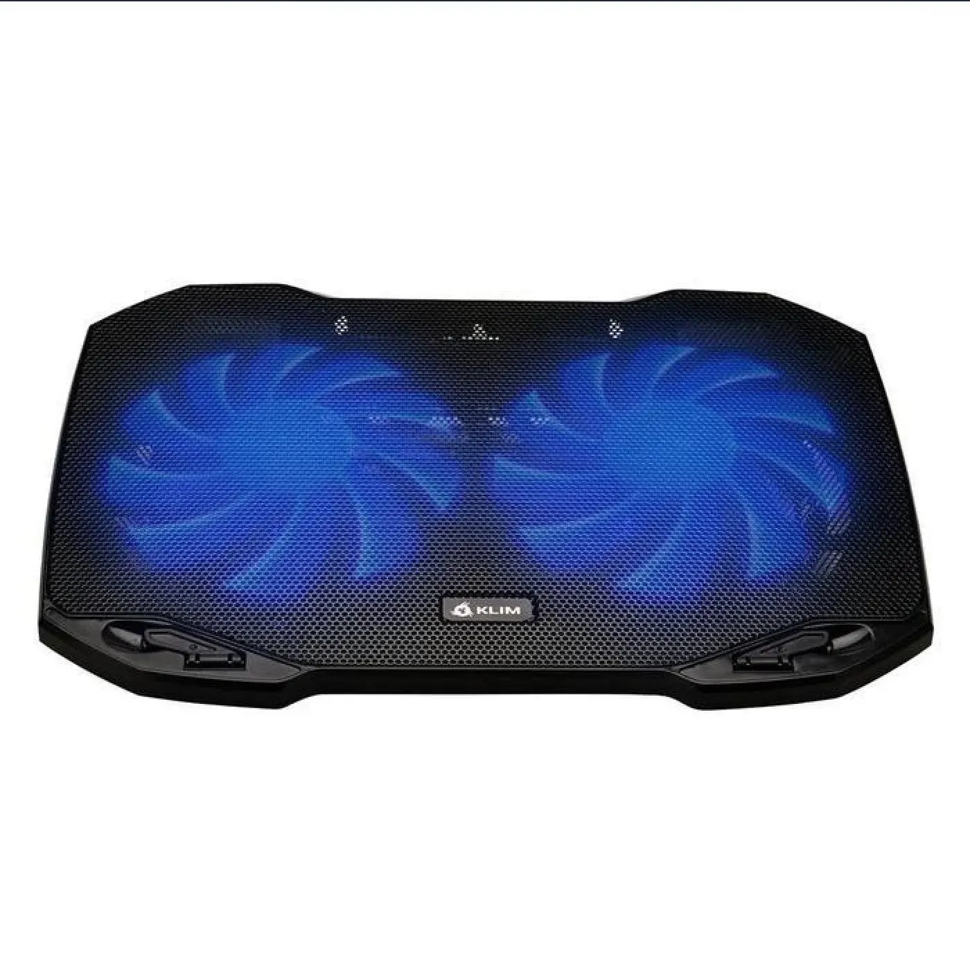 KLIM Pro Laptop Cooling Pad - NEW 2023 - Powerful Rapid Action Laptop Cooler - Sturdy Laptop Stand with Fan - Ventilador para laptop - Portable and Quiet - 2 USB Ports - PC Mac - 10-15.6" - Black/Blue