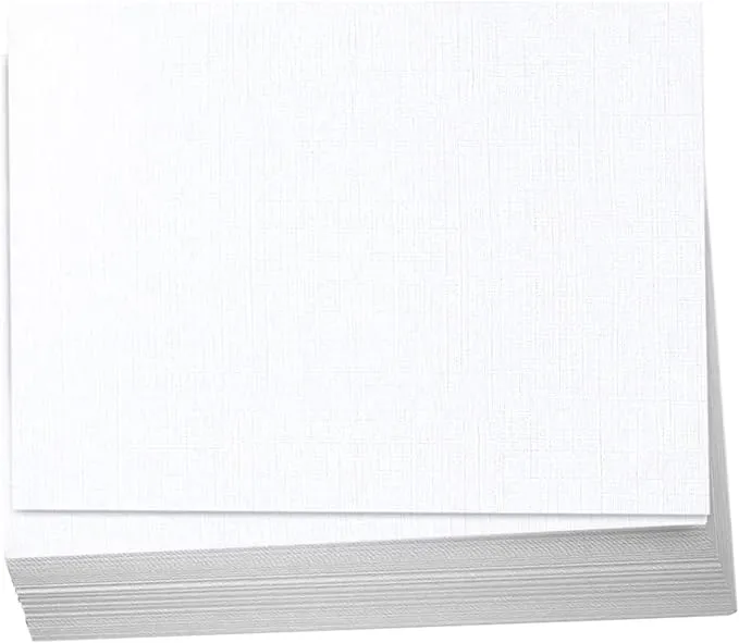 Hamilco 5x7 White Linen Textured Cardstock Paper Blank Index Cards Flat Card Stock 80lb Cover – 50 Pack