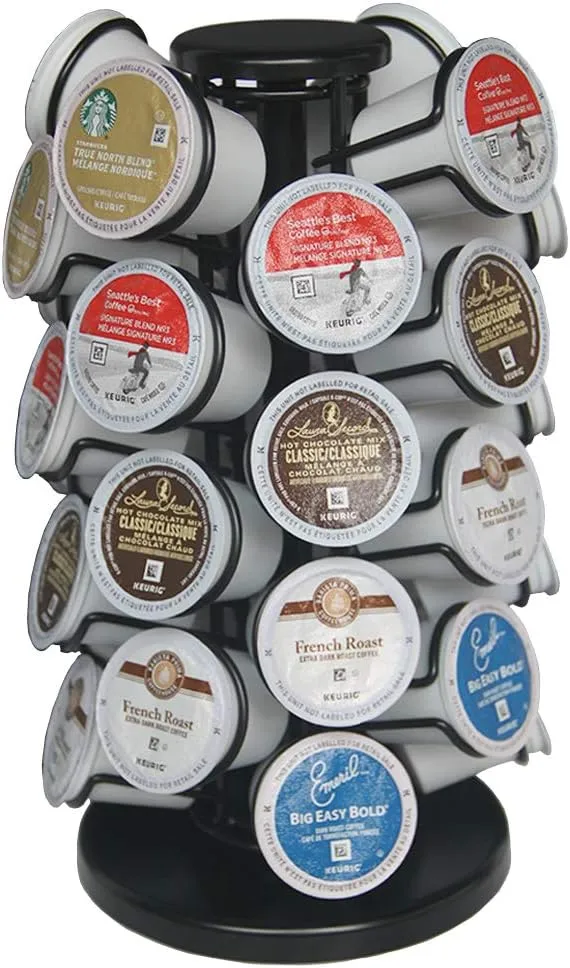 Space-Saving K-Cup Carousel Holder - Deluxe Metal Construction, 40 Pods Capacity