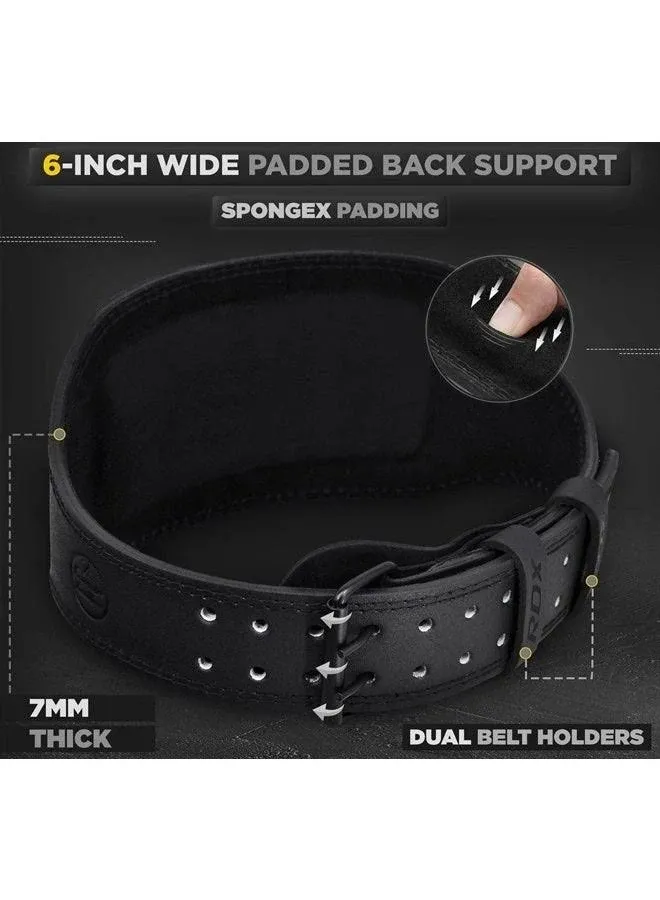 RDX Weight Lifting Belt Gym Fitness, Cowhide Leather, 4” 6” Padded Lumbar Back Support, 10 Adjustable Holes, Weightlifting Powerlifting Bodybuilding Deadlift Squat Workout Strength Training, Men Women