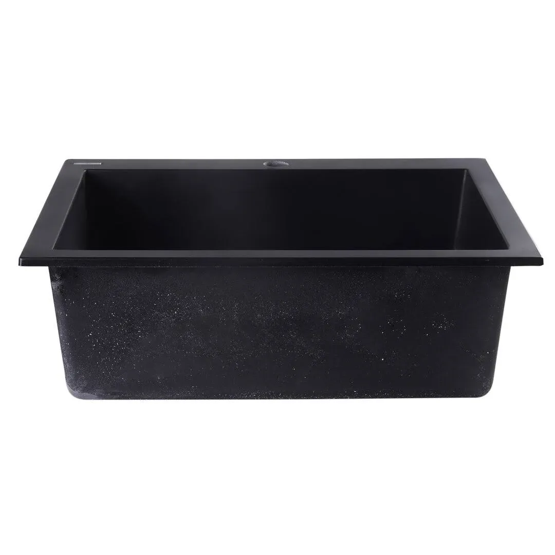 ALFI brand AB2420DI 24&#034; Drop-In Single Bowl Granite Composite Kitchen Sink