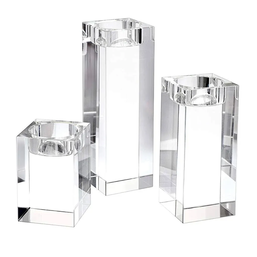 Crystal Candle Holders Set of 3, Crystal Tea Light Candle Holders Crystal Votive