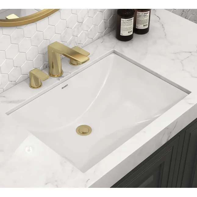 Ruvati 21 x 14 inch Undermount Bathroom Vanity Sink White Rectangular Porcelain Ceramic with Overflow - RVB0721