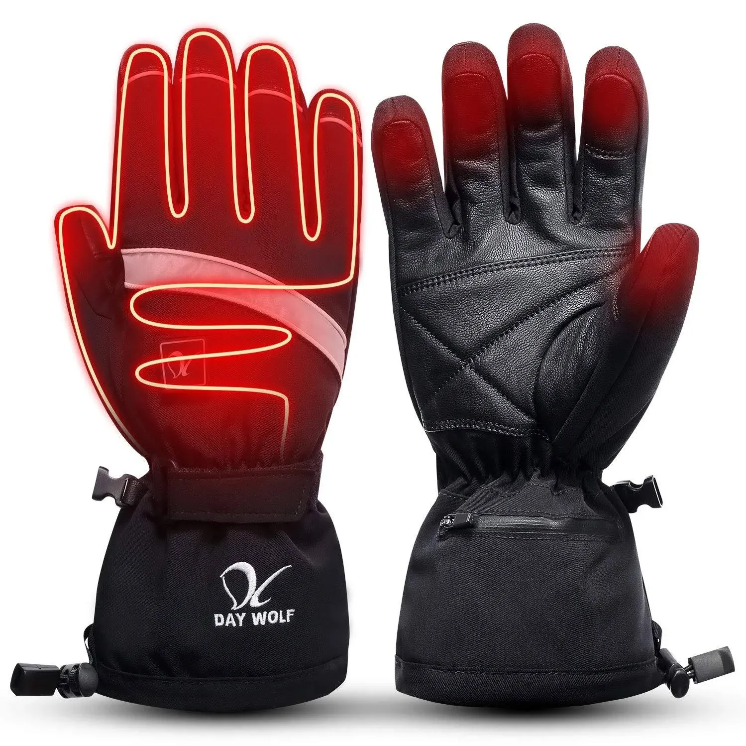 Day Wolf Heated Gloves Electric Hand Warmer 74V 2200mAh Rechargeable Men Women ...