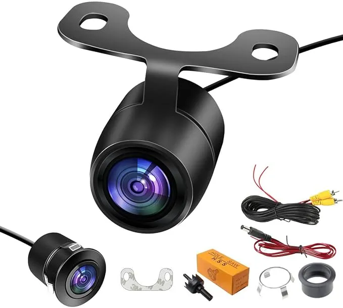 HD Wide Angle Automatic CMOS Car Rear Front Side View Reverse Backup Camera Rear Monitor Parking Assistance Camera Waterproof Universal Reverse Camera with 2 Installation Option for Cars