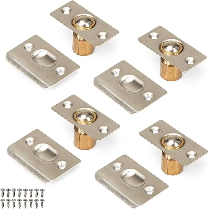 Ilyapa French Door Ball Catch - 4 Pack Satin Nickel Closet Door Adjustable Screw