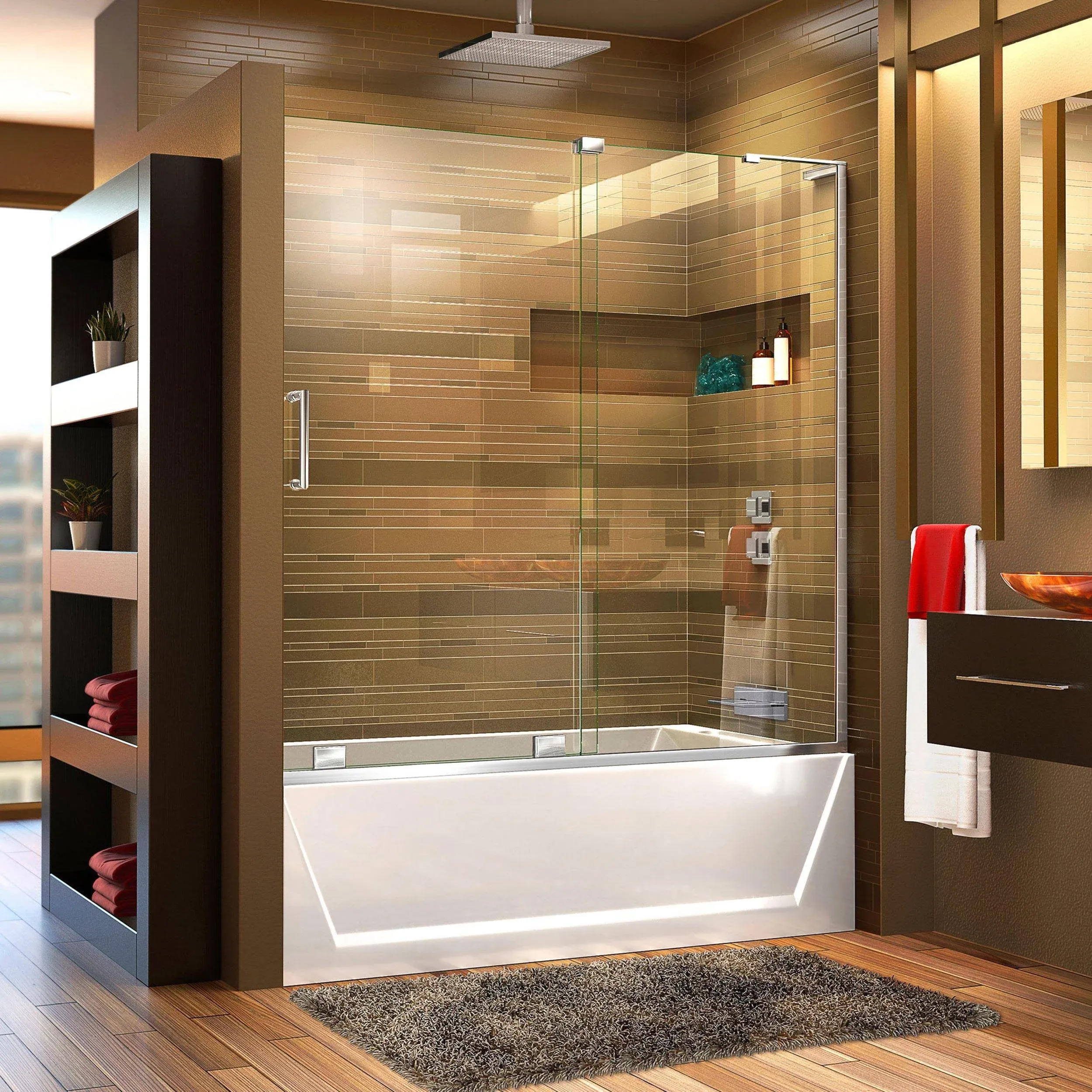 DreamLine SHDR-1960580R-04 Mirage-X 56-60"W x 58"H Frameless Sliding Tub Door - Brushed Nickel; Right Wall Installation