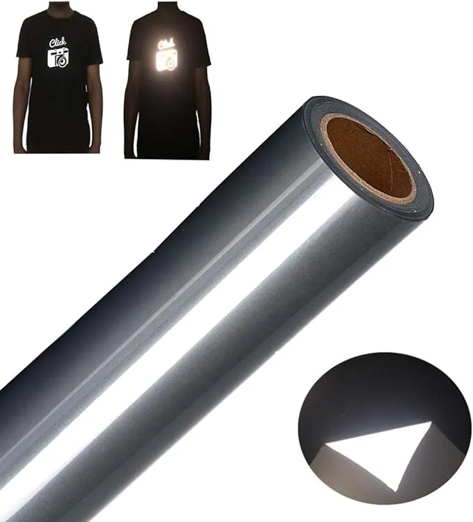 FUNKAKA Reflective Heat Transfer Vinyl Rolls - 12&#039;&#039; x 10&#039; Reflective HTV, Dark G