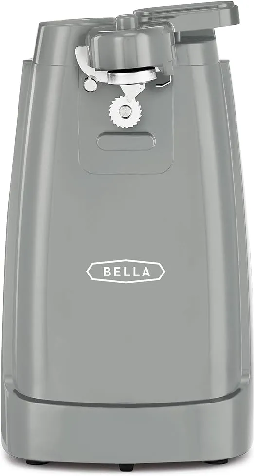 Bella Electric Can Opener and Knife Sharpener, Multifunctional Jar and Bottle Opener with Removable Cutting Lever and Cord Storage, Stainless Steel